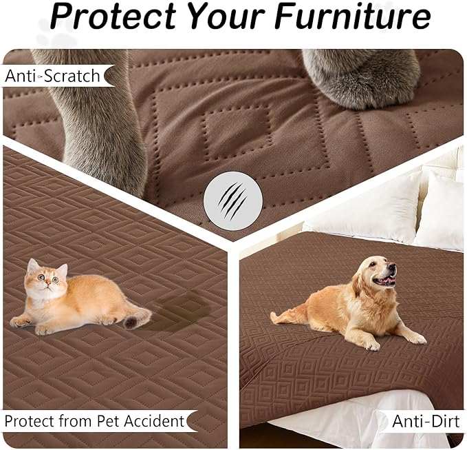 hyha Waterproof Dog Blanket, Soft Dog Bed Cover Pet Blankets, Waterproof Sofa Couch Cover for Dogs Washable, Reversible Pet Couch Covers for Sofa Furniture (40x80 Inch, Brown/Brown)