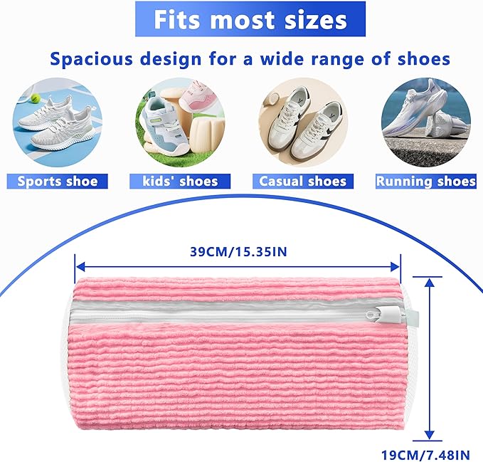 Xinambyh 2Pcs Reusable Shoe Washing Machine Bag for Washer and Dryer:Free Up Hands, Prevent Deformation,shoe bag with Zipper Protection Design, Use for all Shoes,Sports Shoes
