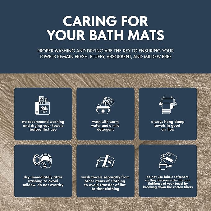 White Classic Luxury Bath Mat Floor Towel Set - Absorbent Cotton Hotel Spa Shower/Bathtub Mats [Not a Bathroom Rug] 22"x34" | 2 Pack | Taupe
