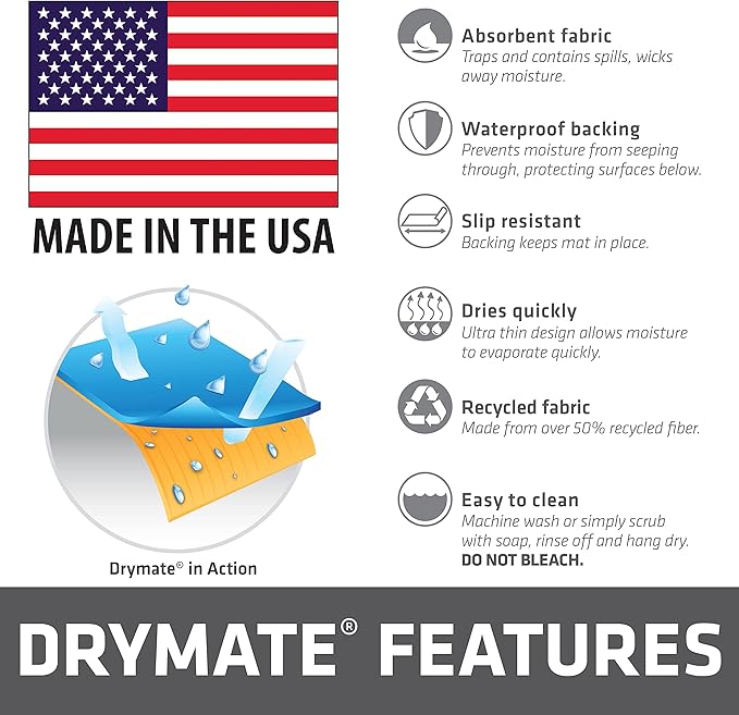 Drymate Personalized Pet Bowl Placemat, Custom Dog & Cat Food Feeding Mat - Absorbent Fabric, Waterproof Backing - Machine Washable/Durable (USA Made) (16" x 28") (Best Friend Brown)