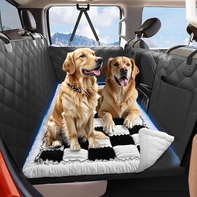 ROUWINNE Dog Bed for Truck Back Seat Non-Slip, Truck Dog Bed Soft and Comfortable, Back Seat Pet Bed Mat for Travel, Pet Car Blanket for Backseat Extender and Seat Covers Checkered 59”X27.5”