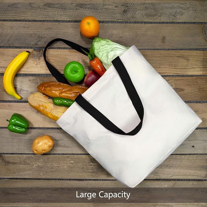 TOPDesign 2-Pack Canvas Tote Bags with Magnetic Snap, Reusable Grocery Shopping Bags, DIY Your Creative Designs