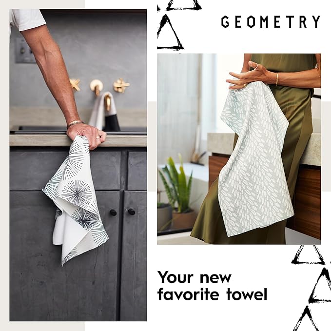 GEOMETRY Kitchen Tea Towels - Quick Dry Microfiber Dish Towels for Kitchen Charolette Multi, 18" x 30" 1 Pack