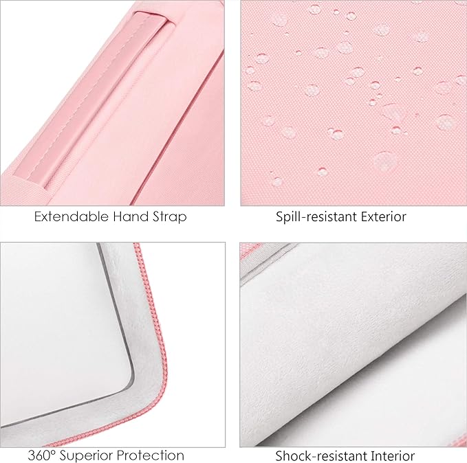 Lacdo 360° Protective 15-15.6 Inch Laptop Sleeve Case for Acer HP Lenovo Dell ASUS Laptop, Acer Aspire 15, HP Pavilion 15, Dell Inspiron 15, Lenovo IdeaPad 15, ASUS ZenBook 15 Computer Bag, Pink