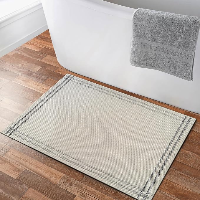 Easy Jute Rugs 2x3 Bordered Bone Color Living Room Indoor Outdoor Door Mat for Patio and Kitchen Rug High Traffic Washable Easy to Clean Solid Boho Woven Design Outside Carpet (2 x 3)