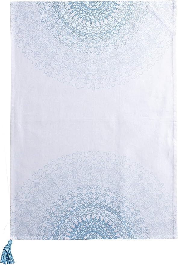 ACCENTHOME Cotton Kitchen Towels Set of 4 - Absorbent Dish Towels Set | Tea Towels | Bar Towels | Mandala Blue Print Kitchen Dish Towels - Multi Purpose Kitchen Linen, Drying Dish Hand Towels 20x28