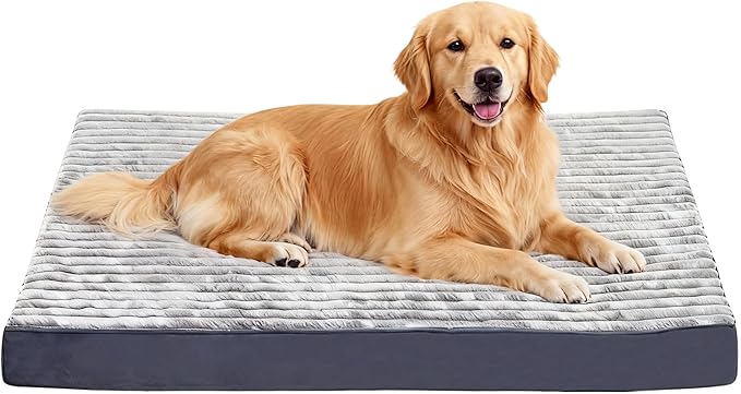 Dog Bed Extra Large Sized Dogs, Orthopedic XL Dog Beds with Removable Washable Cover, Waterproof Indestructible Big Dogs Bed with Anti-Slip Bottom, Egg Crate Memory Foam Pad, 41"x27"x3.5", Grey