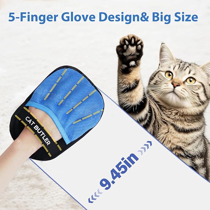 Concutelly 2 PCS Pet Hair Removal Glove for Dogs & Cats,Multifunctional Five-Finger Electrostatic Pet Hair Remover Gloves, Double Sided Bristle Pet Hair Removal Tool Furniture Car Fur Removal
