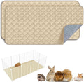 FunFurry Washable Guinea Pig Cage Liner - 2 Pack Reusable Washable Pee Pads，Waterproof Guinea Pig Bedding for Small Animal - Rabbit Bunny Hamster Puppy (Cream, 24" X 47" - 2 Pack)