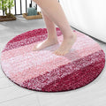 Arotive Microfiber Bathroom Rugs, Shaggy Soft and Absorbent Bath Rug, Non-Slip, Thick Plush Machine Washable Dry Bath Mats for Bathroom, Tub and Shower, 24x24, Burgundy, Round
