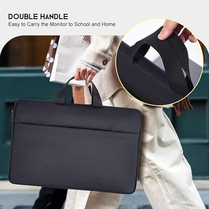 24 Inch Portable Monitor Case Carrying Sleeve Compatible with 23.8-24 Inch Portable Large Monitor with Handle Pocket, Protective Travel Shockproof-Padded Accessory Bag
