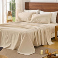 Bedlifes 100% French Pure Linen Sheets Queen Size Breathable and Cooling Flax Sheet Set Soft Durable and Moisture Wicking 16 Inch Deep Pocket-4 Piece(Queen,Linen)