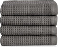 Cozy Earth Waffle Washcloths - 60% Cotton 40% Viscose from Bamboo Washcloths 13 x 13 Inches - Soft & Absorbent Terry, Reversible Mini Textured Waffle & Weave Pattern - 4 Pack