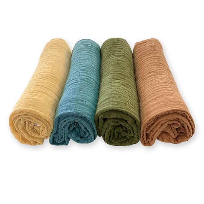 SwaddleDesigns Cotton Muslin Swaddle Blankets for Babies, Set of 4, Neutral Receiving Blankets for Newborn, Baby Registry & Gift, 46x46 inches, Patagonia