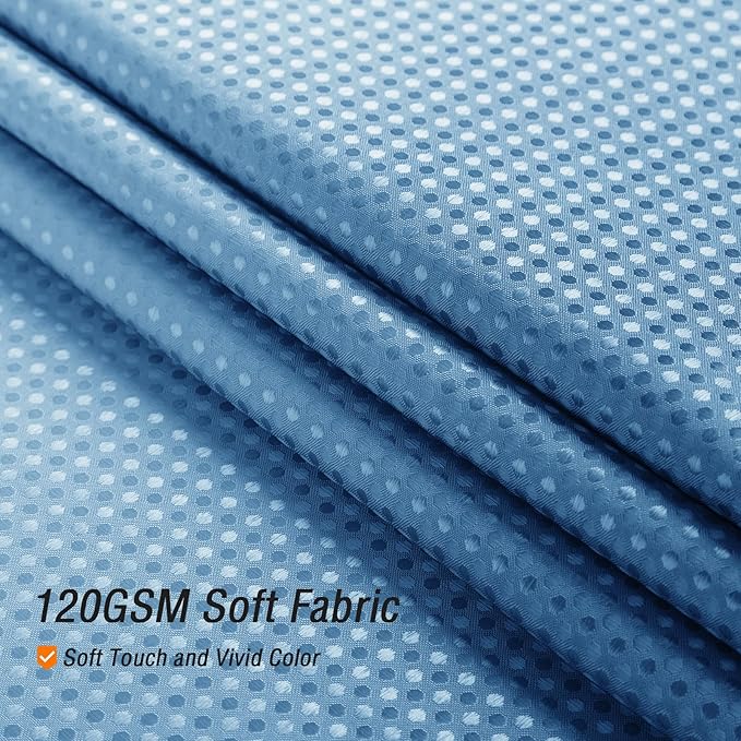 Gibelle Waffle Weave Shower Curtain with Mesh Top Window and Hooks Set, Spa Like Hotel Style Fabric Shower Curtain for Bathroom, Ombre Blue, 72x72