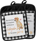 Funny Dog Pot Holders with Pockets,Labrador Decor Kitchen Accessories Sets,Complete Without a Labrador Dog Heat Resistant Oven Glove Potholders for Kitchen