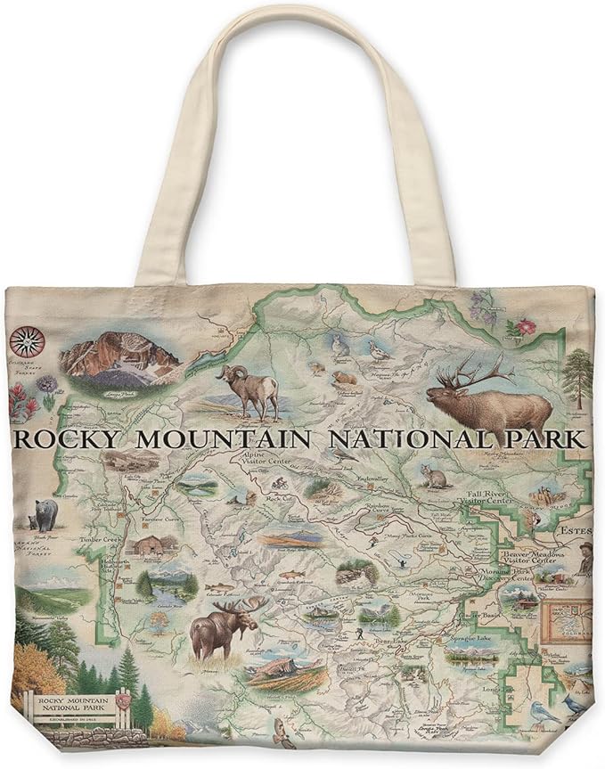 Xplorer Maps Canvas Tote Bag with Handles, Cloth Grocery Shopping Bag, Reusable & Eco-friendly Bag, 100% Cotton, Washable