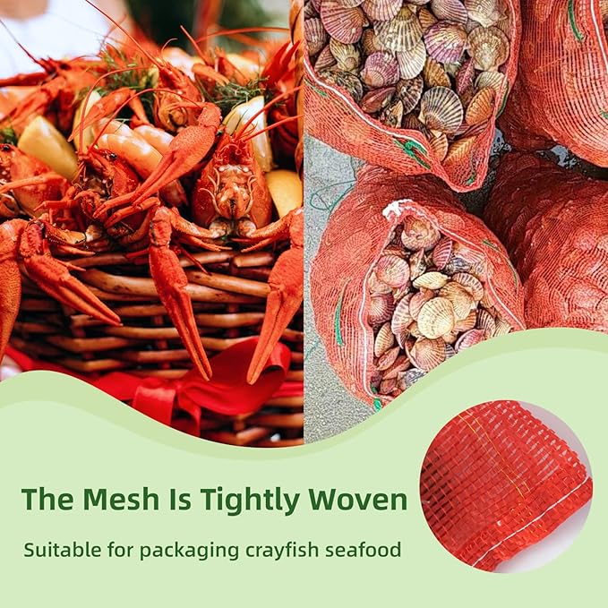 deebree 10 lb Mesh Onion Bags 100pcs, 11"×18" Mesh Produce Bags Hanging Reusable Breathable Vegetable Storage Net Bag with Drawstring for Onions Potatoes Citrus Crawfish, Red (Pack of 100)