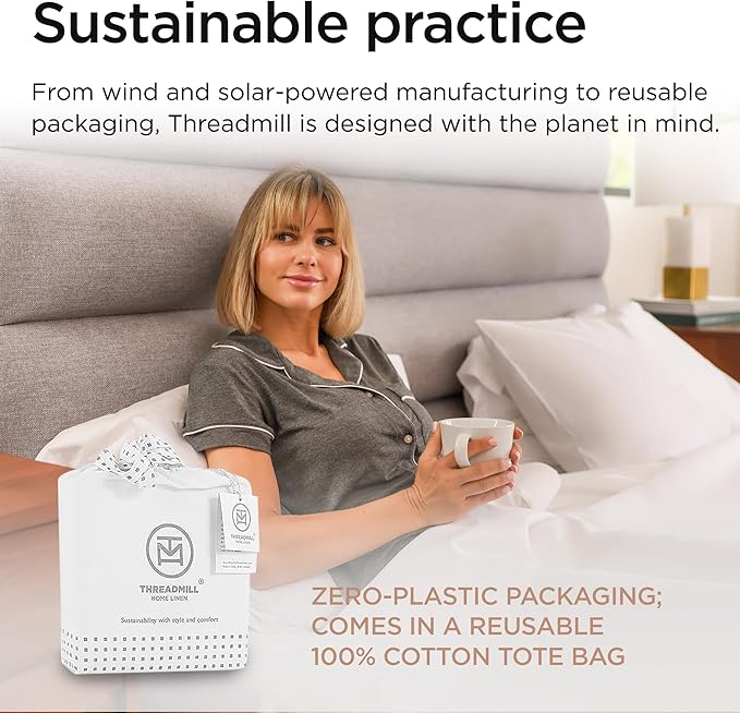 Threadmill Supima Cotton Sheets Queen | 656 Thread Count Queen Sheets for Queen Mattress | 4 Piece Luxury Bed Sheet | Sateen Weave Hotel Quality Sheet with Elasticized Deep Pocket| White Sheet