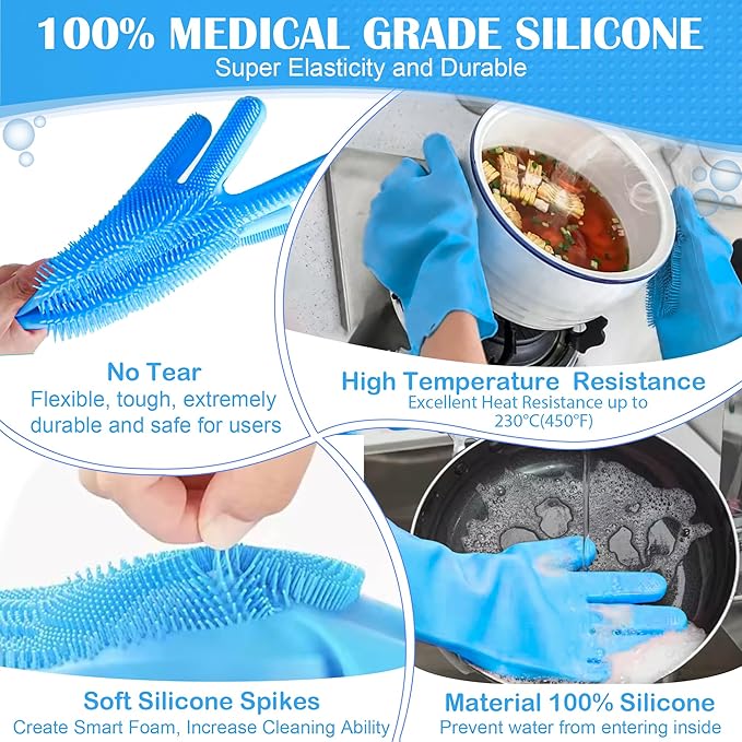 SUKETIL Pet grooming gloves,Dog washing gloves with High-Density Teeth with Five Finger Design to bathing and Massage for Dog