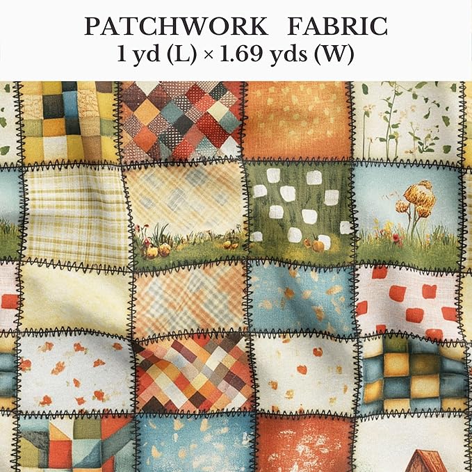 Autumn Meadow Patchwork Cotton Fabric – Premium Turkish Printed Cotton 140 GSM, Pre-Cut 61 x 36.6 Inches, Quilting & Sewing Fabric for Crafts, Home Decor & DIY Projects