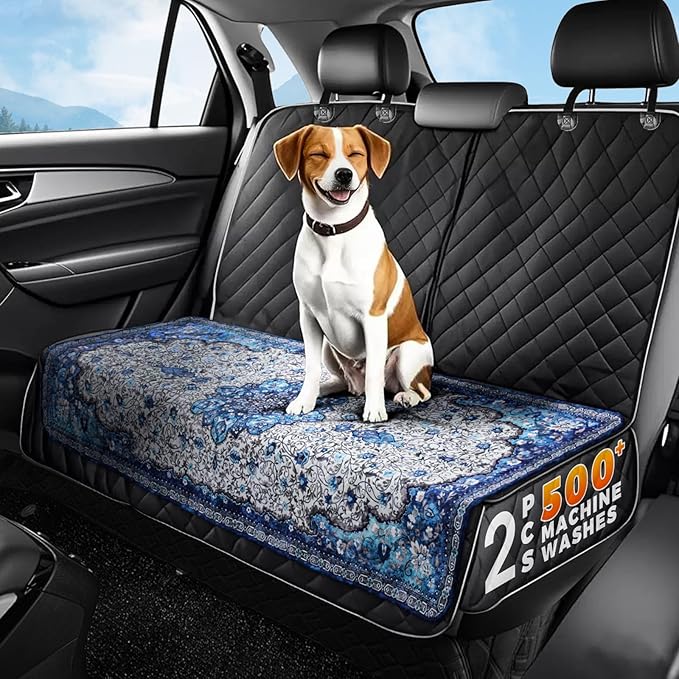 Hompet 2 Pack Waterproof & Absorbent Dog Car Seat Cover Mat, Fits Most Dog Car Hammocks, Washable Reusable Backseat Protector Pad, Quick Dry Leak-Proof Non-Slip Pet Travel Mat for Cars, 28.5"x60"