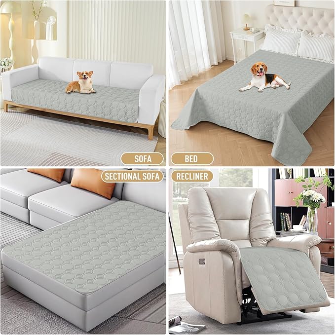 ZNSAYOTX Ultimate Cozy Blankets (30"x53") 100% Waterproof Sofa Mat Blanket for Dog Pets, Bed Couch Protector with Non-Slip Back Washable Durable, Pee Scratch Proof Easy to Clean (Light Grey)