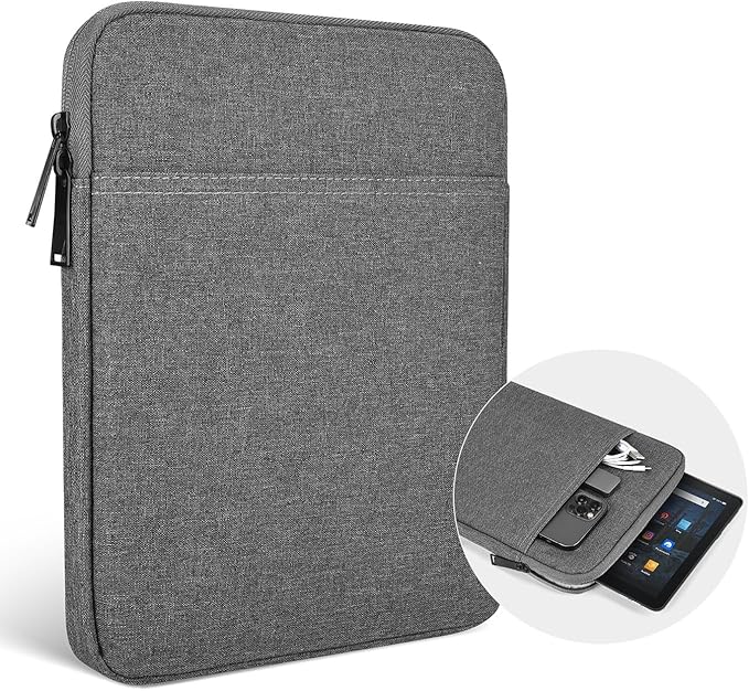 9.7-11 Inch Tablet Sleeve Case Bag Compatible with Amazon Fire Max 11 Tablet / 10.1" Fire HD 10 Plus/Fire HD 10 Kids Pro,iPad Pro 11-inch M5 M4/Air M3 M2/iPad 11th Protective Carrying Bag(Grey)