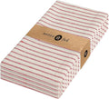 Native Fab 4 Pack Farmhouse Stripe Kitchen Dish Towels Cotton Super Absorbent Quick Drying Reusable 18x26 Inches - Bar Hand Towels, Kitchen Cleaning Towels with Hanging Loop, Milenna Red