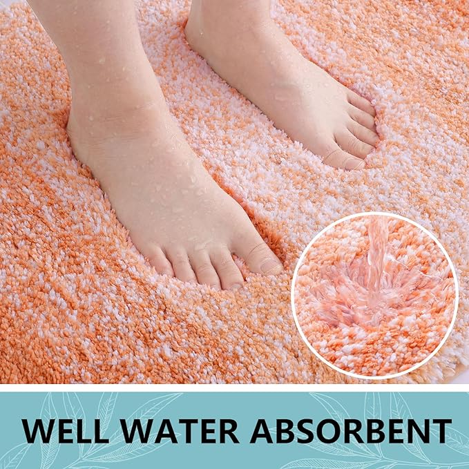 Arotive Microfiber Bathroom Rugs, Shaggy Soft and Absorbent Bath Rug, Non-Slip, Thick Plush Machine Washable Dry Bath Mats for Bathroom, Tub and Shower, 36x24, Orange, Rectangular