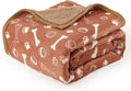 CAPT.SNOOZE Waterproof Dog Blankets Pet Blanket 50"x60", Soft Fluffy Sofa Car Bed Protector, Reversible Sherpa Fleece Dog Blanket for Small Medium Large Dogs Cats (Light Brown-Baseball)
