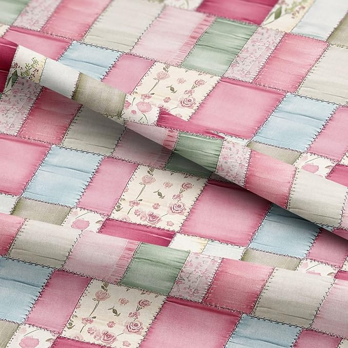 Soft Rose Garden Patchwork Cotton Fabric – Premium Turkish Printed Cotton 140 GSM, Panel 61 x 36.6 Inches, Pre-Cut Quilting & Sewing Fabric Panel for Crafts, Home Decor & DIY Projects (USA Size)
