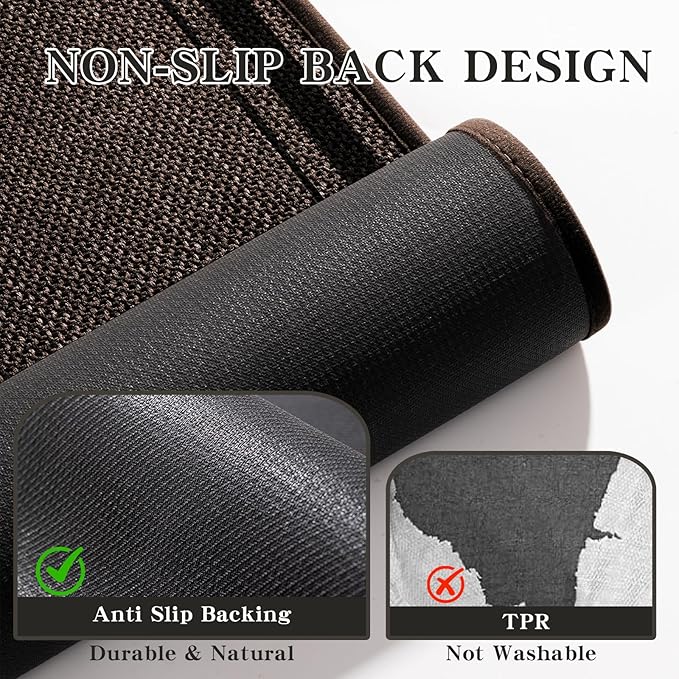 chakme Bathroom Rugs Mat 32x17, Ultra Thin Non Slip Bath Mat Quick Dry Absorbent Bath Mat for Bathroom Floor, (Brown, 32"x17")