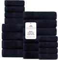 Villa Celestia 100% Cotton Bath Towel Set of 18-4 Bath Towels, 6 Hand Towels, 8 Wash Cloths, Sustainable, Soft, Highly Absorbent, Combed Cotton 18 Piece Set for Hotels, Spa, Bathroom, Dorm, Black