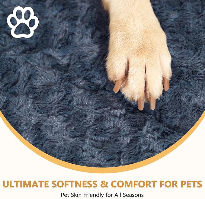 WagWonders Dog Bed Mat Washable Reversible Dog Crate Pad Soft Fluffy Pet Kennel Beds with Anti-Slip Bottom Dog Cat Sleeping Mattress for Medium Large Dogs, 35x22x1.5 Inch, Gray
