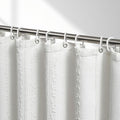 Lameirose White Shower Curtain Boho, Textured Shower Curtain Cotton Blend Waffle Weave Stripe Fabric Shower Curtains for Bathroom, Hotel, Washable, 72 x 72