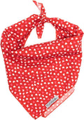 THE WORTHY DOG Classic Tie-On Dog Bandana – Soft Cotton Flannel Square Pet Bandana, Cupid Pattern, Red, Large
