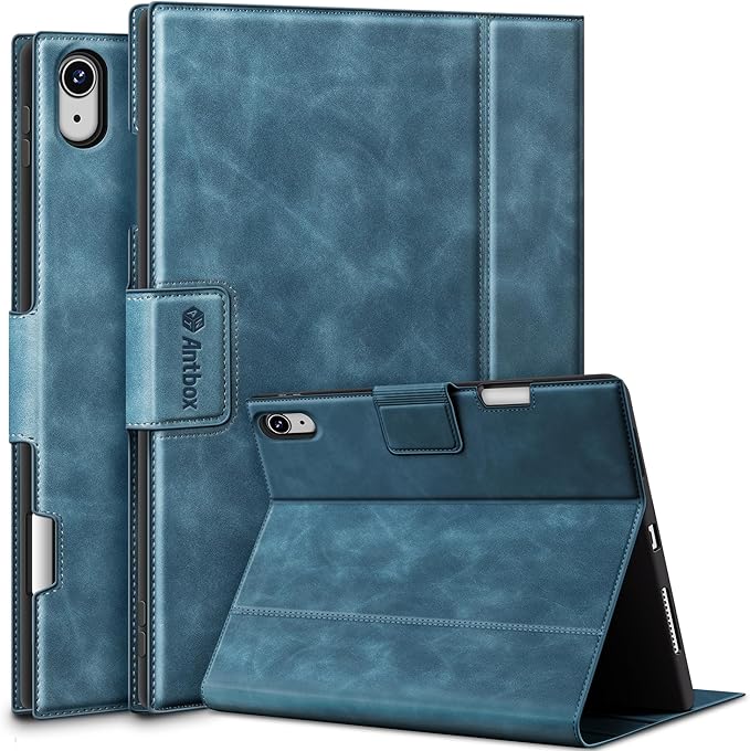 Antbox Case for iPad Air 11-inch M3 (2025) / M2 (2024), iPad Air 5th/4th Generation 10.9'' Vegan Leather with Pencil Holder Typing Angle Auto Sleep/Wake Muti-Stand