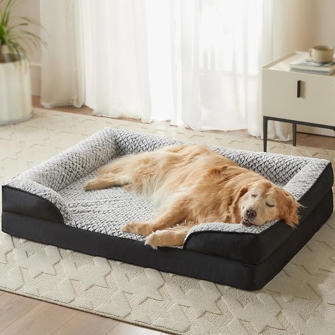 LEXTRO Orthopedic Dog Bed for Medium Dogs, Egg Crate Foam Bed for Medium Dogs, Equipped with Removable Waterproof Pillow Cover and Anti-Slip Bottom, Pet Bed