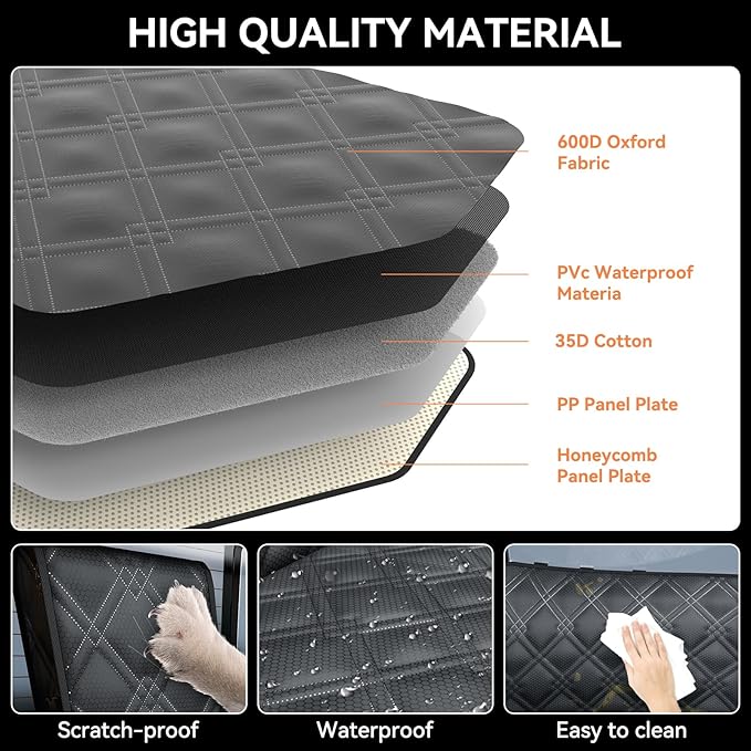 Surfcabin Back Seat Extender for Dogs – Waterproof Dog Seat Cover for Back Seat with Door Protection, Hard Bottom, Holds 420 lbs Dog Hammock for Cars, SUVs & More