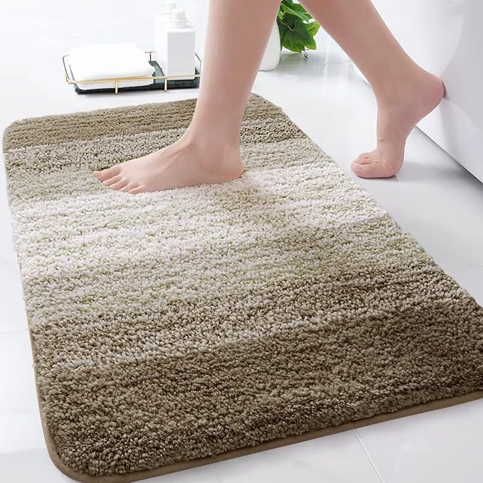 Arotive Microfiber Bathroom Rugs, Shaggy Soft and Absorbent Bath Rug, Non-Slip, Thick Plush Machine Washable Dry Bath Mats for Bathroom, Tub and Shower, 30x20, Coffee, Rectangular
