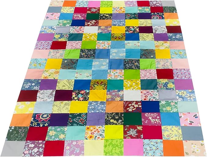 HANPATQUI 50PCS 5 x 5 inch Floral 100% Cotton Fat Quarters Fabric for Sewing and Quilting Bundles Precut Fabric Square for DIY Craft Patchwork