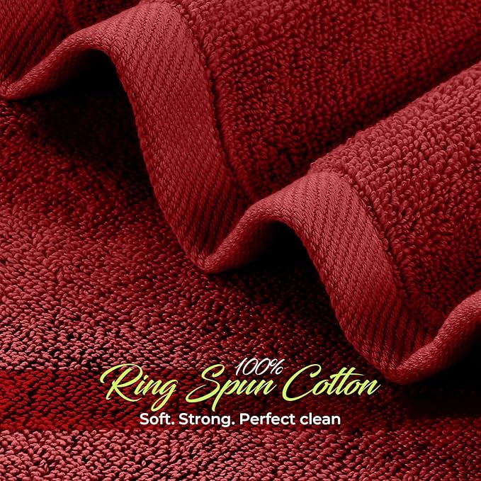 RIVERSIDE 12 Pack Washcloths - 12x12 Inches, 500 GSM, 100% Ring-Spun Cotton - Soft, Absorbent & Durable Face and Body Towels - for Bathroom, Spa, Gym, Makeup Removal & Everyday Use - Red