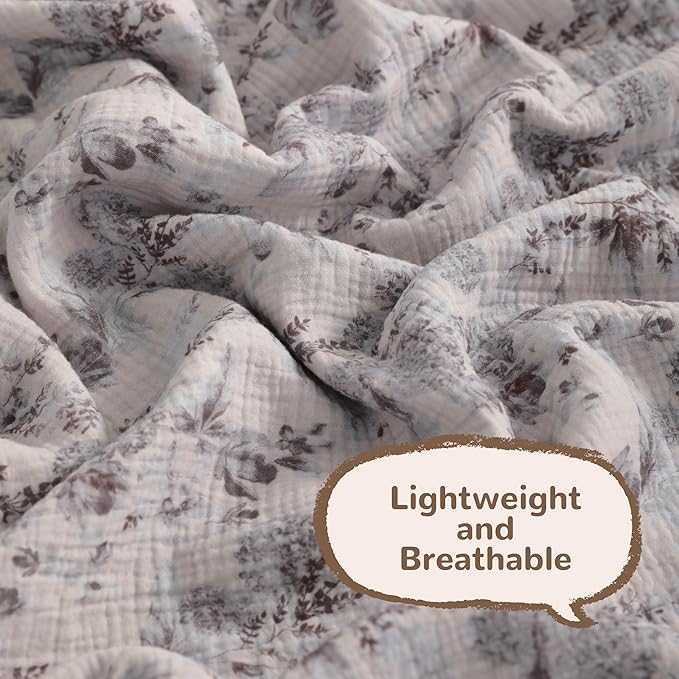 NTBAY 4 Layer Muslin Cotton Toddler Blanket, 30x40 Soft and Breathable Receiving for Newborns and Infants, Perfect for Crib, Stroller, Travel, Lightweight Nursery Blanket, Vintage Bloom