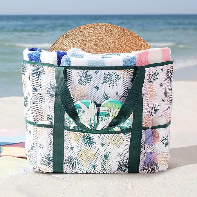 F-color Mesh Beach Bag Family - Large Tote Bag for Cruise Pool Toys Beach Vacation Essentials