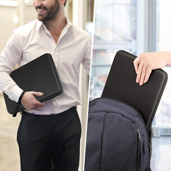 FINPAC Hard Laptop Sleeve with Accessory Pouch Compatible with 13 inch MacBook Air M4 2025 M3 2024, 14 inch MacBook Pro M5/M4/M3/M2, Surface Laptop Waterproof Case, Black