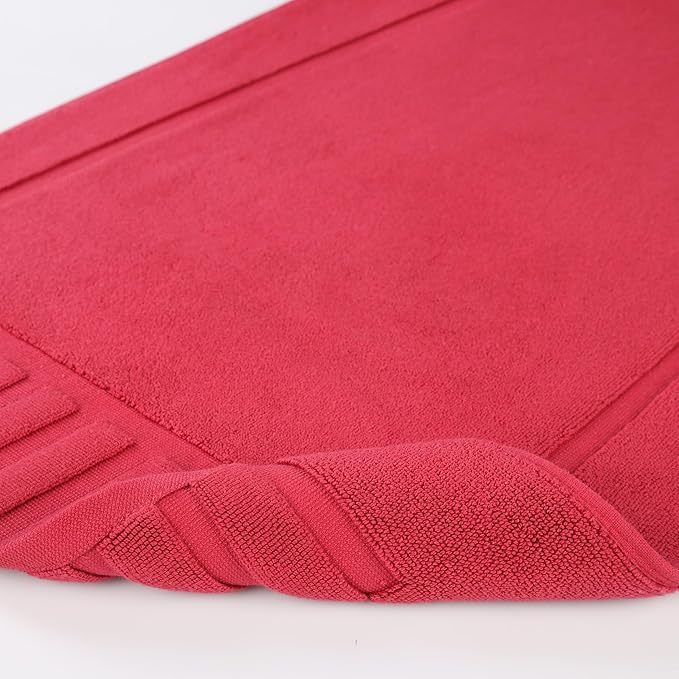 Superior 100% Cotton Bathmat Set, Bath Mat, Bathroom Decor, Shower, Bathtub Essentials, Home Accessories, Washable Rug, Absorbent, Quick Dry, Leo Collection, Set of 2, 22" x 35", Cranberry