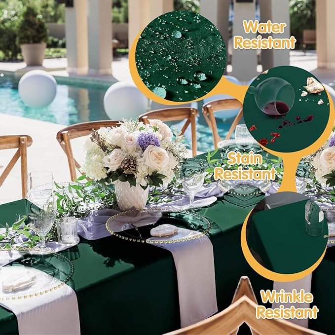 BRILLMAX 10 Pack Hunter Green Tablecloths 70 x 120 Inch for 6ft or 8ft Rectangle Tables - Rectangular Bulk Linen Polyester Fabric Washable Cloth Cover for Wedding Reception Banquet Birthday Party