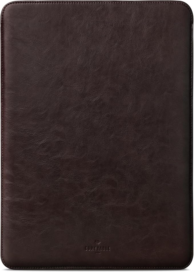 Comfyable Laptop Sleeve 14 Inch Precisely Compatible with MacBook Pro M5 M4 M3 M2 M1 Pro/Max 2025, Faux Leather Cover Case 14 in, Dark Brown