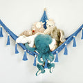 Sasa Baby and Toddler Macrame Toy Hammock for Stuffed Animals - Toy Hammock Net for Stuffed Animals Corner, Blue Nursery Decor, Plush Hammock, Hanging Stuffed Animal Organizer, Deep Sea Blue